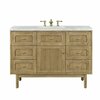 James Martin Vanities Laurent 48in Single Vanity, Light Natural Oak w/ 3 CM Arctic Fall Top 545-V48-LNO-3AF